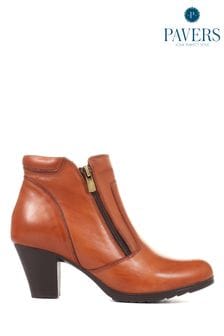 棕色 - Pavers女裝真皮高跟踝靴 (M85477) | NT$2,330