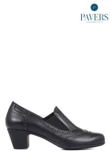 Pavers Black Ladies Leather Heeled Shoes (M85488) | SGD 97