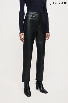 Jigsaw Black Leather Lea Jeans (M85686) | OMR181