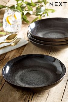 Black Leighton Reactive Glaze Set of 4 Pasta Bowls (M85893) | kr394