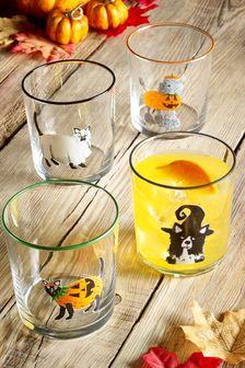Set of 4 Clear Halloween Tumbler Glasses (M85987) | AED59