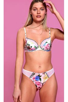 B by Ted Baker Pink Floral Satin Non Padded Under Wire Bra