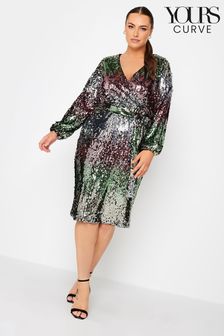 Yours Curve Multi Colour London Sequin Ombre Wrap Dress (M86206) | €39