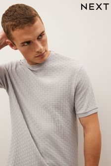 Grau/Flechtdesign - Strukturiertes T-Shirt (M86826) | 16 €