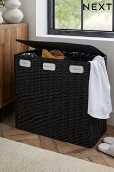 Black Wicker Laundry Sorter Basket (M86860) | €108