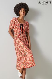 LK Bennett Julien Red Daisy Print Silk Dress (M86957) | 442 €