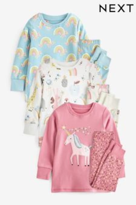 Pink/Blue Unicorn Pyjamas 3 Pack (9mths-8yrs) (M87027) | kr389 - kr469