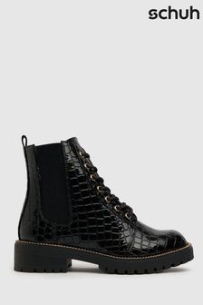 Schuh Black Ainsley Croc Chain Detail Lace Boots (M87087) | 60 €
