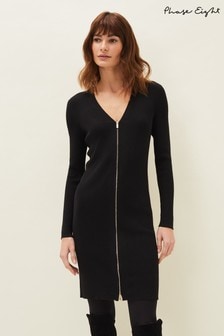 Phase Eight Black Milla Multiway Zip Ribbed Tunic Dress (M87093) | 65 €