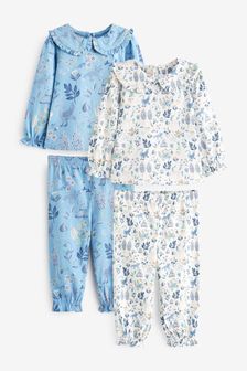 Blue/White Unicorn/Woodland Oversized Collar 2 Pack Pyjamas (9mths-8yrs) (M87107) | €30 - €37