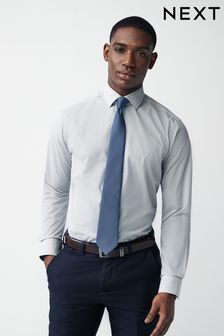 Neutral Brown/Blue Slim Fit Single Cuff Shirt And Tie Pack (M87312) | $56