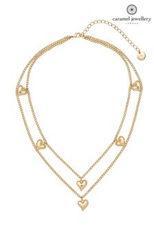 Caramel Jewellery London Gold Tone Multi Heart Charm Layered Necklace (M87409) | ₪ 84