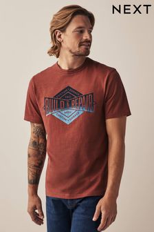 Rust Brown Print T-Shirt (M87461) | KRW34,900