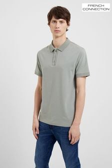 French Connection Natural Shadow Layered Placket Jersey Polo Shirt (M87669) | $51