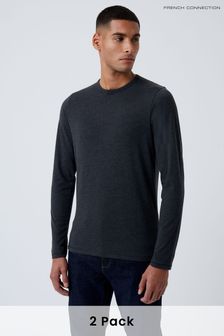 French Connection Crew Long Sleeve Black T-Shirt 2 Pack (M87689) | AED111
