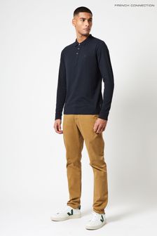 French Connection Black Long Sleeve Polo Shirt