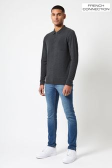 French Connection Black Long Sleeve Polo Shirt (M87775) | kr260