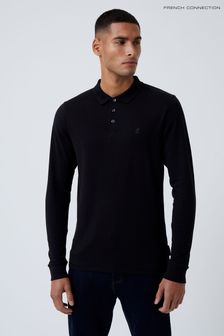 French Connection Long Sleeve Black Polo Shirt