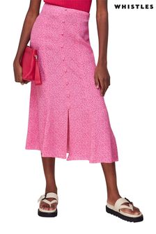 Whistles Pink Diagonal Fleck Button Skirt (M87920) | 76 €