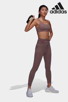 adidas Brown Yoga Studio Gathe7/8 Leggings (M87932) | $83