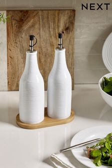 Set Of 2 Malvern Embossed Oil Bottles With Tray (M88018) | €27