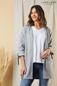 Lakeland Leather Grey Chloe Hooded Fleece Jersey Jacket (M88023) | kr730