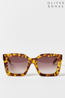 Oliver Bonas Yellow Tortoiseshell Square Angled Sunglasses (M88252) | €31