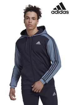 adidas Blue Essentials Mélange French Terry Full Zip Hoodie (M88291) | $69