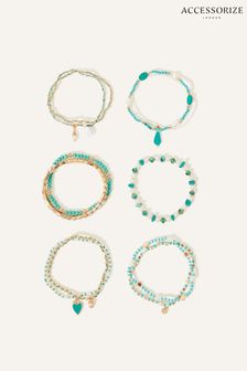Accessorize Luxe Elastische Perlenarmbänder im 11er-Pack, Blau (M88303) | 22 €