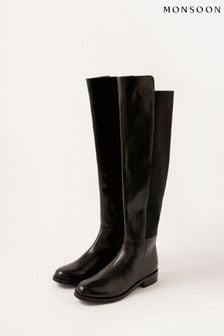 Monsoon Black Leather Olivia Riding Boots (M88325) | 774 SAR