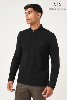 Черный - Рубашка поло с длинными рукавами Armani Exchange (M88359) | €85