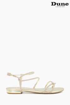 Dune London Cream Nella Square Jewel Strap Flat Sandals (M88597) | €54