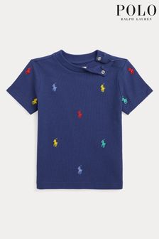 Tricou cu logo și imprimeu ponei pe toată suprafața Polo Ralph Lauren Bebeluși Albastru (M88629) | 367 LEI