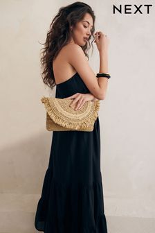 Natural Raffia Fringe Clutch Bag (M88693) | HK$238