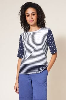 Білий матеріал Синя футболка Annabel Stripe (M88712) | 1 274 ₴