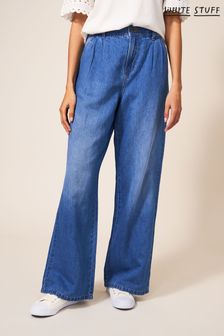White Stuff Blue Ren Cotton Linen Wide Leg Jeans (M88746) | $107