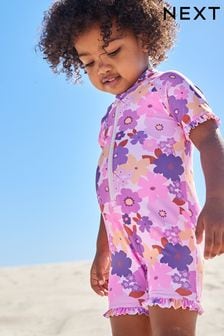Lilas violet à fleurs - Maillot de bain à protection solaire (3 mois - 7 ans) (M88929) | €19 - €22
