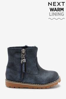 Navy Blue Standard Fit (F) Warm Lined Ankle Boots (M89128) | €18 - €20