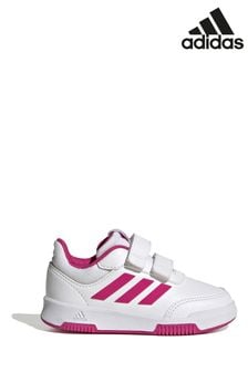 adidas White/Pink Tensaur Hook and Loop Shoes (M89224) | SGD 45