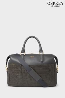 OSPREY LONDON Grey The Kellie Leather Weekender Bag (M89388) | kr3,232