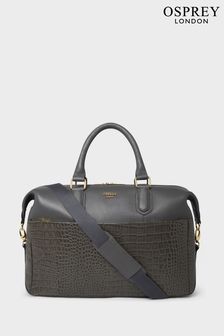 OSPREY LONDON Grey The Kellie Leather Weekender Bag