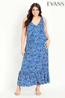 Evans Blue Jersey Tiered Dress (M89505) | €25