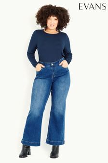 Jeans délavage mi-longue Evans Bleu Curve coupe large (M89509) | €20