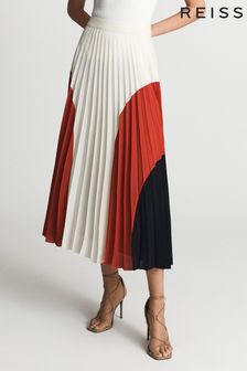 Reiss Red Murphy Petite Pleated Midi Skirt (M89615) | 212 €