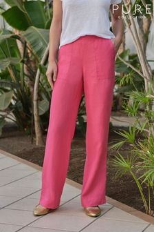 Pure Collection Pink Laundered Linen Wide Leg Trousers (M89704) | 88 €