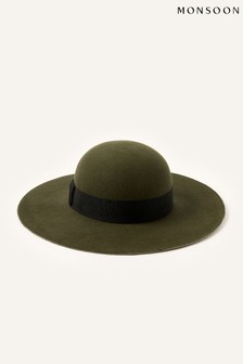Monsoon Green Floppy Beaded Trim Hat