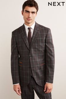Grau/Braun - Karierter Anzug mit Besatz: Jacke (M89947) | 126 €
