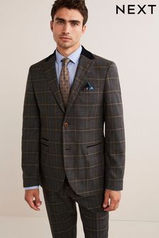 Grey/Blue Trimmed Prince of Wales Check Suit Jacket (M89952) | 245 zł