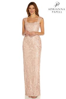 Adrianna Papell Pink Ribbon Embroidery Column Dress (M89995) | €353