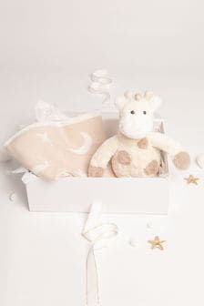 Babbico Beige Giraffe Plush Toy With Moon And Star Blanket 2 Piece Baby Gift Set (M8N781) | €47